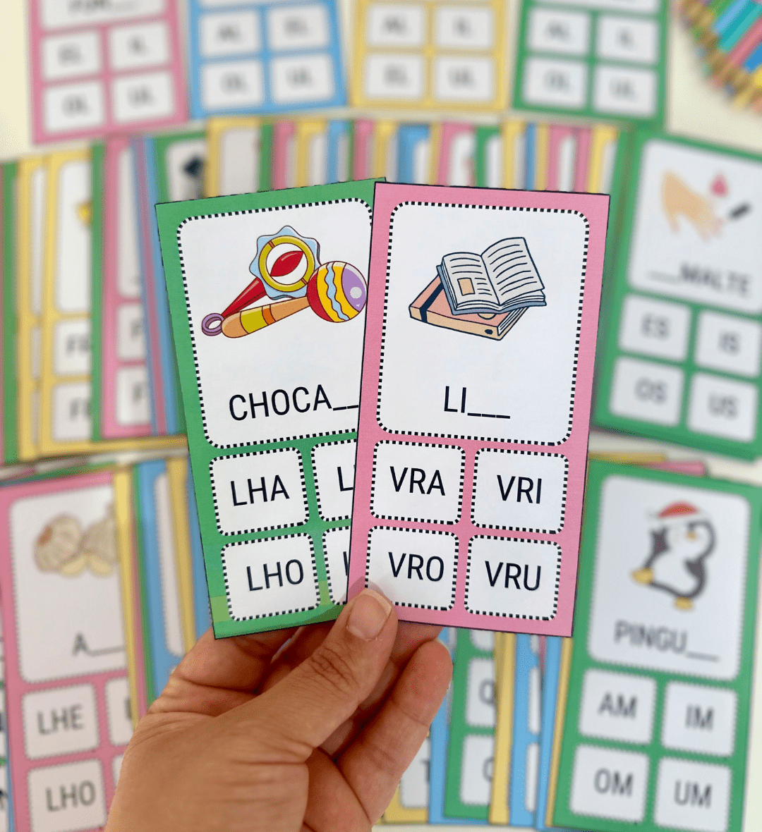 Sílabas Complexas: 100 Fichas para Completar Palavras em PDF — capa do material