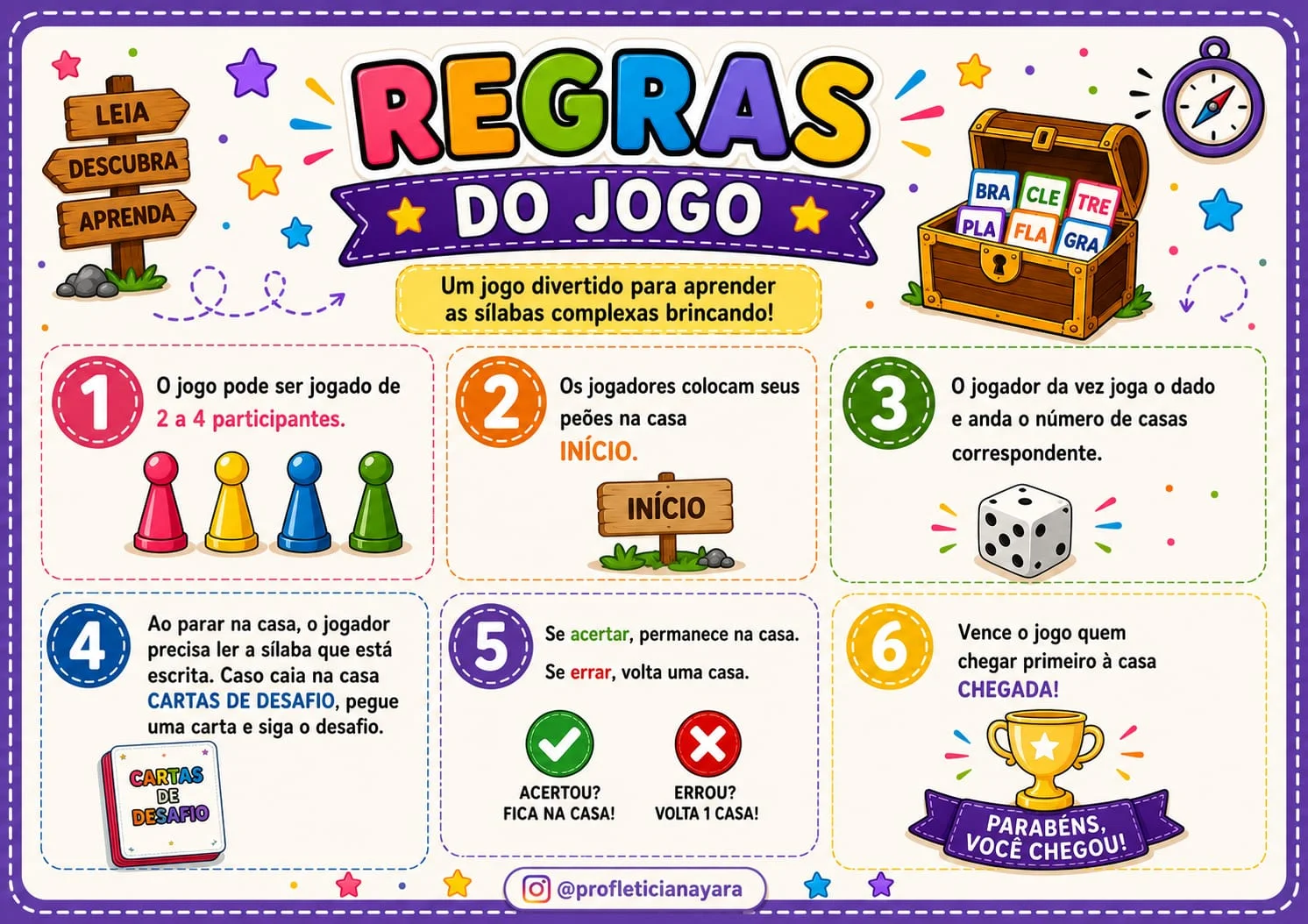 Sílabas Complexas - Jogo de trilha - 1º ao 5º ano — amostra 1: O que está incluso