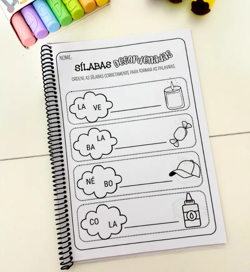 Sílabas desordenadas: atividades com sílabas simples em PDF — amostra 1: Sílabas desordenadas para trabalhar leitura e…