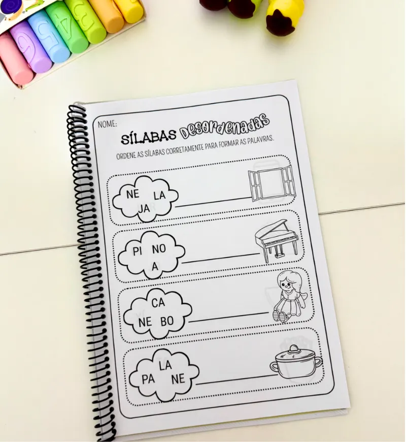 Sílabas desordenadas: atividades com sílabas simples em PDF — amostra 5: Trabalhe a leitura de sílabas e a escrita de…