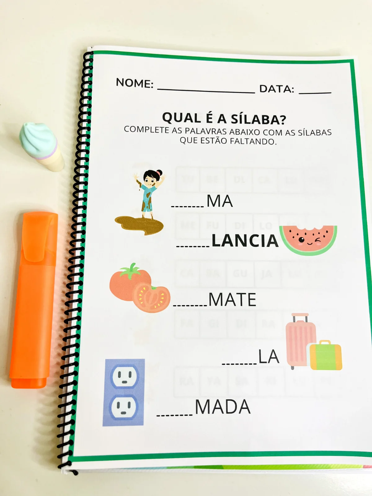 Sílabas Simples: 62 Páginas de Atividades em PDF — amostra 2: Apostila com 62 páginas de sílabas simples, da família…