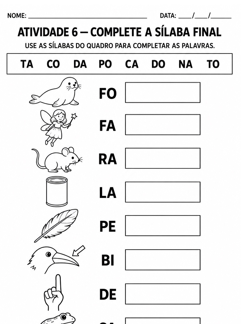 Sílabas Simples: Alfabetização 1º Ano — Kit 4 — amostra 5: 10 atividades com sílabas simples, leitura e escrita de palavras Sílabas Simples: Alfabetização 1º Ano — Kit 4 — amostra 5: 10 atividades com sílabas simples, leitura e escrita de palavras