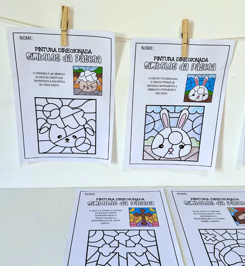 Símbolos da Páscoa: atividades de pintura com modelo — amostra 2: O que vem no material
