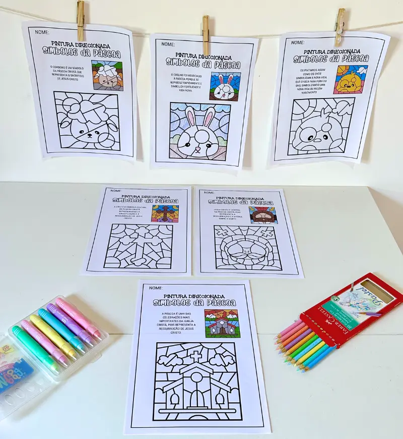 Símbolos da Páscoa: atividades de pintura com modelo — Datas comemorativas para Educação Infantil: Trabalhe a observação e…
