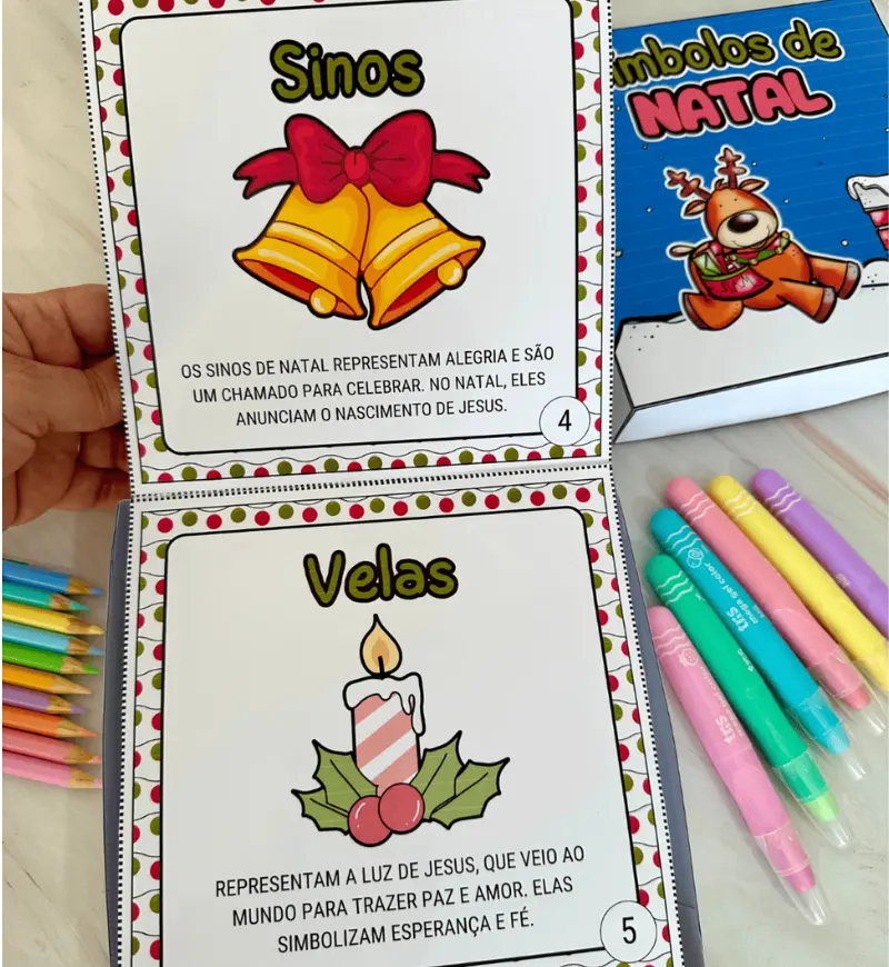 Símbolos do Natal: História na Caixa em PDF para Imprimir — amostra 2: O que acompanha o material