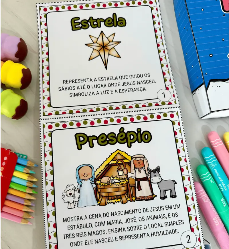 Símbolos do Natal: História na Caixa em PDF para Imprimir — amostra 3: Como usar em sala de aula