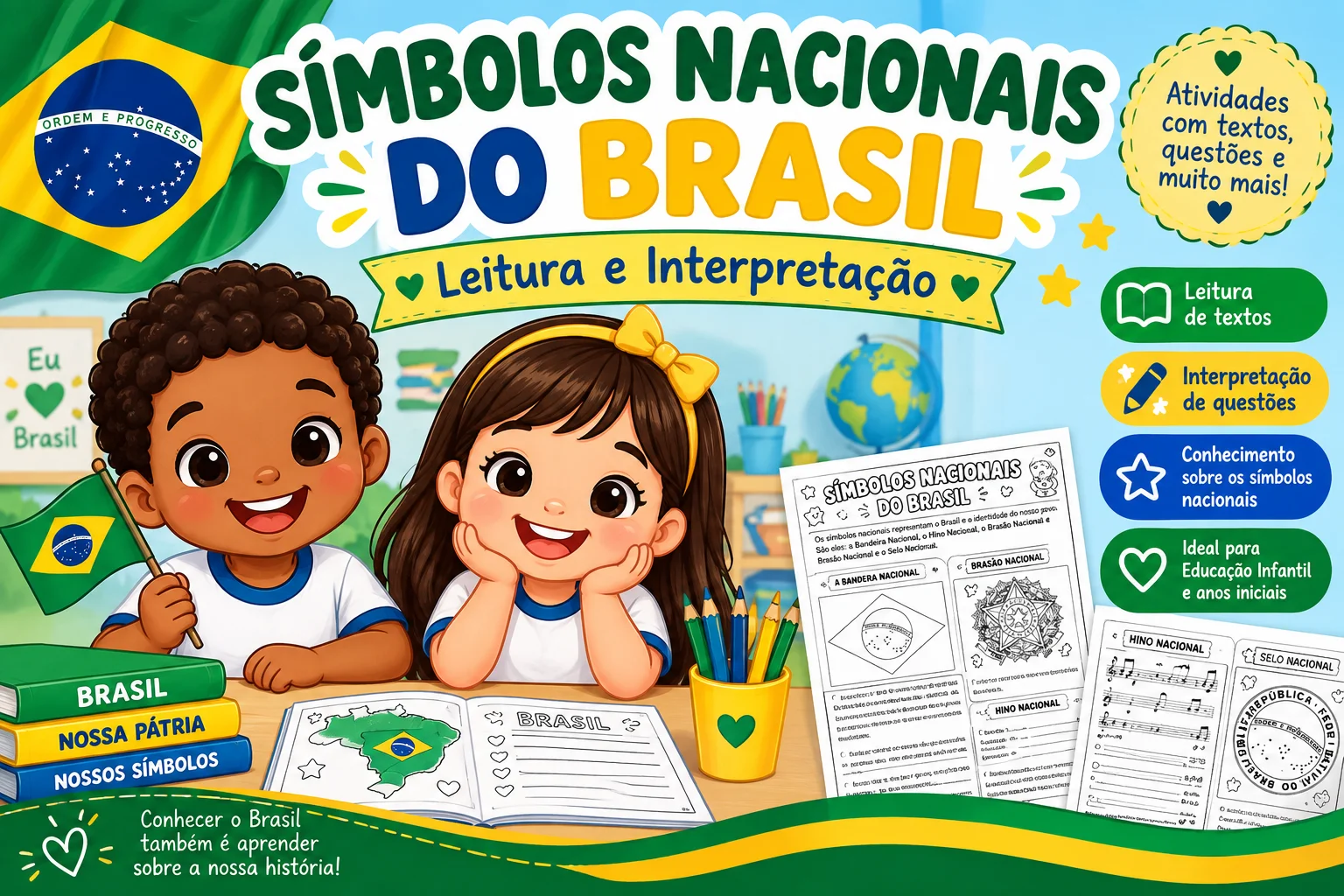 Símbolos Nacionais do Brasil – Leitura e Interpretação — capa do material