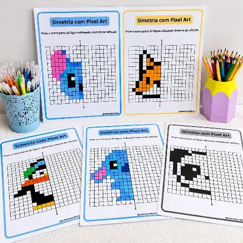 Simetria com Pixel Art – Atividade de Matemática — capa do material