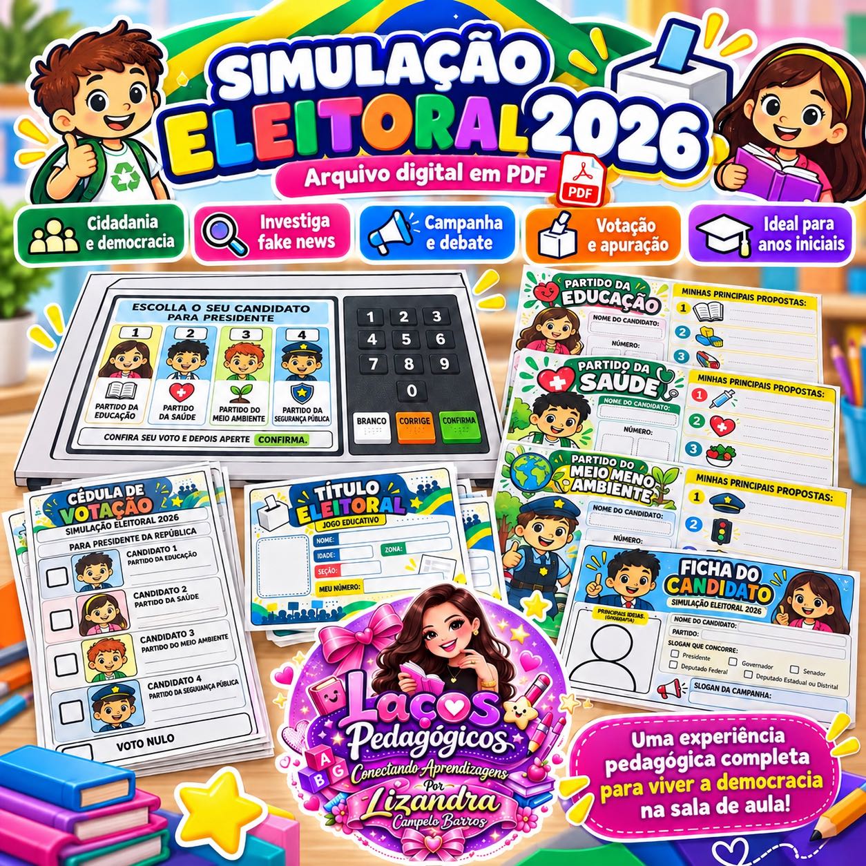 Simulação Eleitoral 2026 – Projeto Pedagógico sobre Democracia — Português para Todas as séries: Projeto pedagógico para…