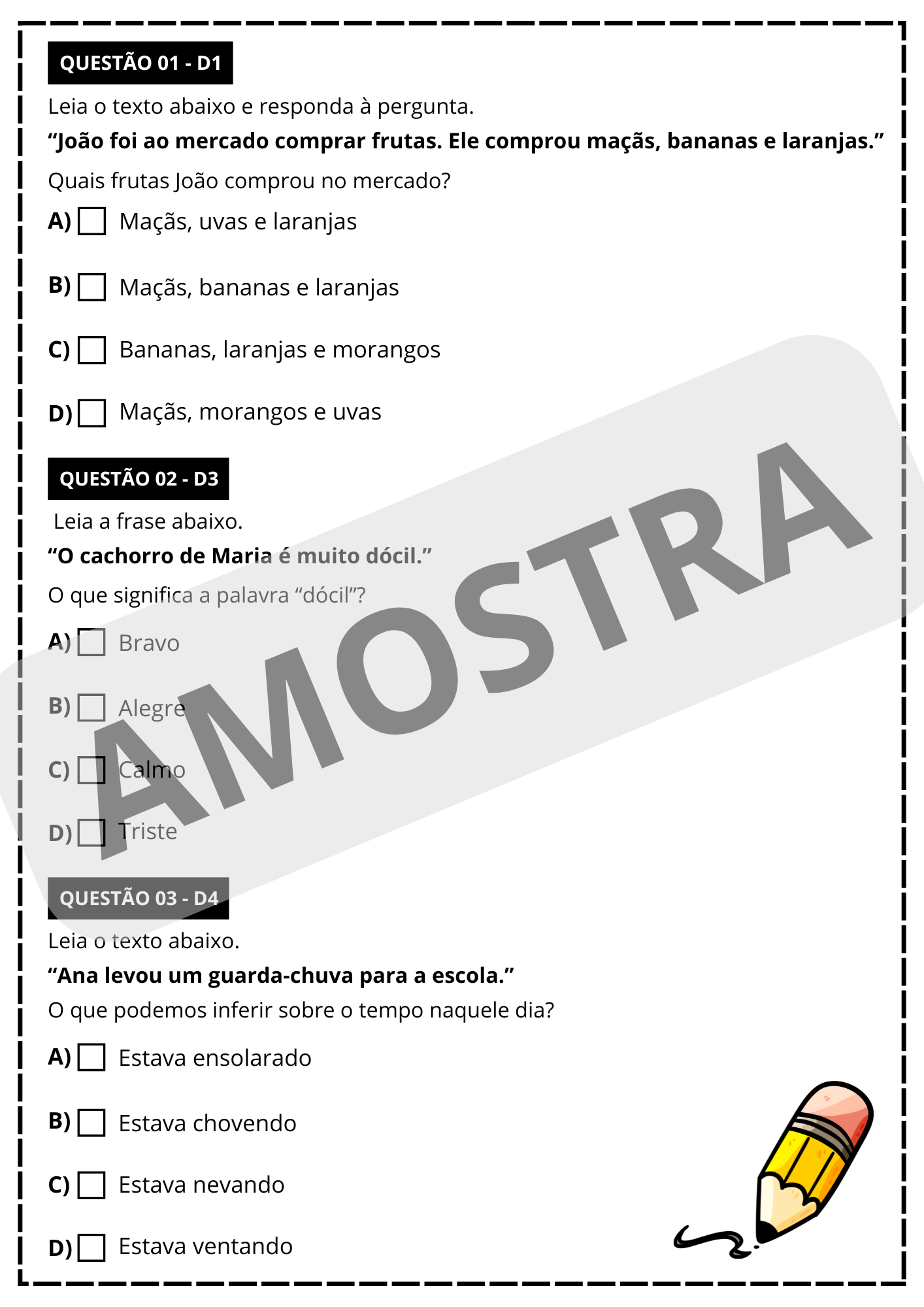 Simulado saeb 3° ano - português e matemática – PDF para Imprimir | 3º ano — amostra 4: Formato e entrega Simulado saeb 3° ano - português e matemática – PDF para Imprimir | 3º ano — amostra 4: Formato e entrega