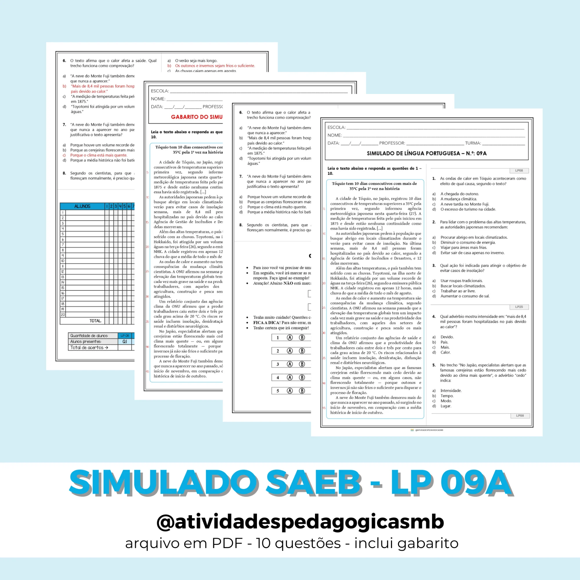 Simulado SAEB de Língua Portuguesa 5º Ano - 9A (PDF) — Português para 5º ano: Simulado de Português para o 5º ano com 10…