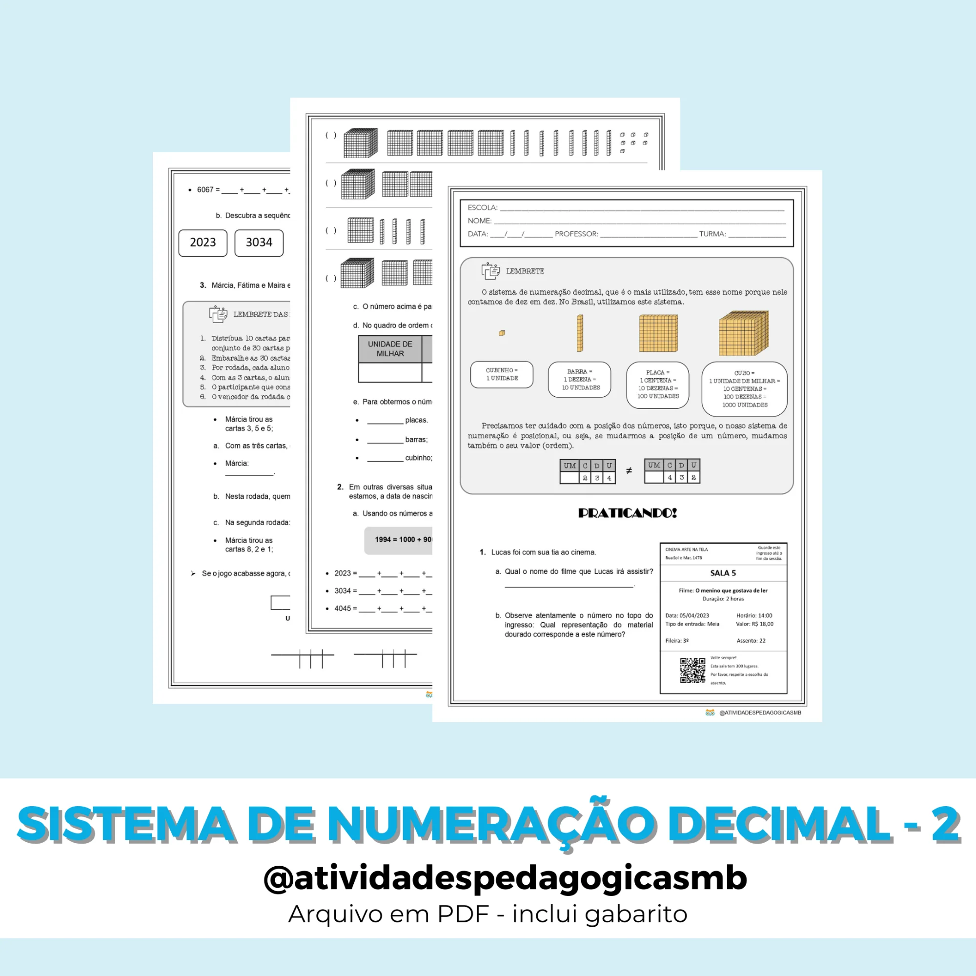 Sistema de Numeração Decimal 2 - NÚMEROS (PDF) — Jogos pedagógicos para 4º ano: Atividade de Matemática sobre sistema de…