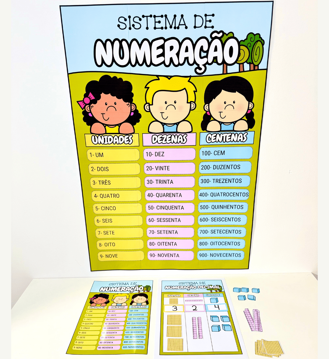 Sistema de Numeração: Kit em PDF com Cartaz e Prancha — amostra 1: Sistema de numeração com apoio visual e peças móveis