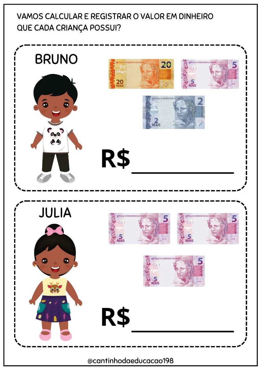 Sistema Monetário - Apostila de Atividades com Dinheiro — capa do material