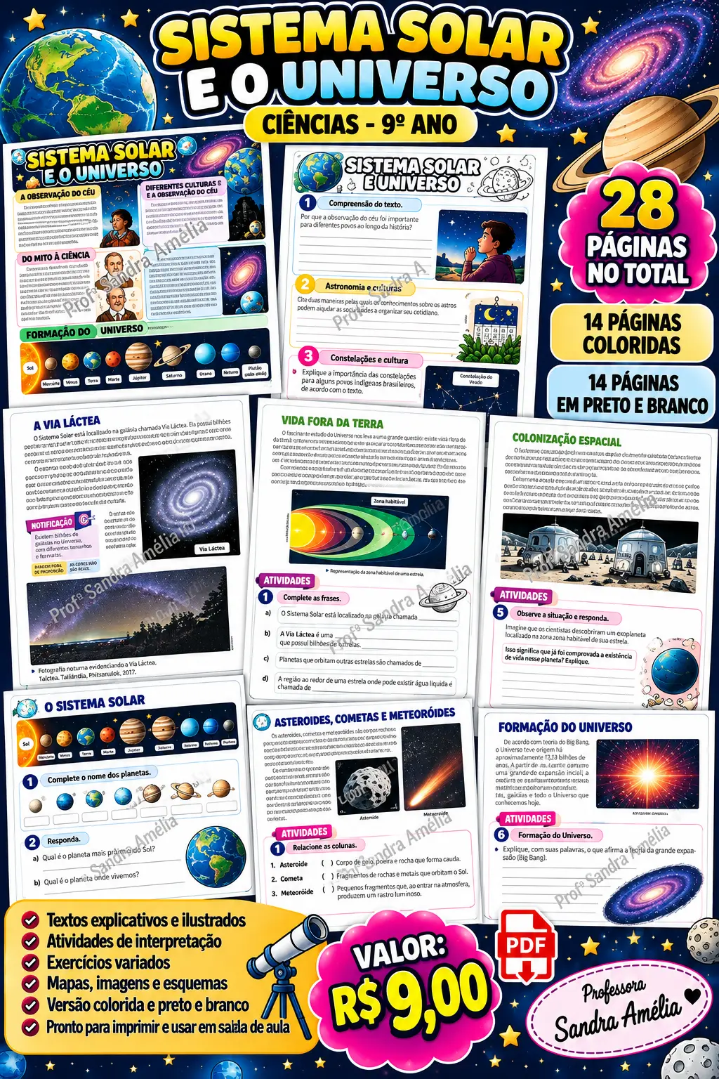 Sistema Solar e o Universo – PDF para Imprimir | 9º ano — Ciências para Fundamental II (6º–9º): Material pedagógico…