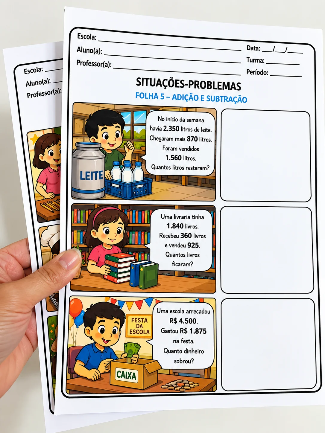 Situações-Problemas de Matemática – 3º ao 5º Ano — amostra 1: Kit com 30 situações-problemas para trabalhar adição,…