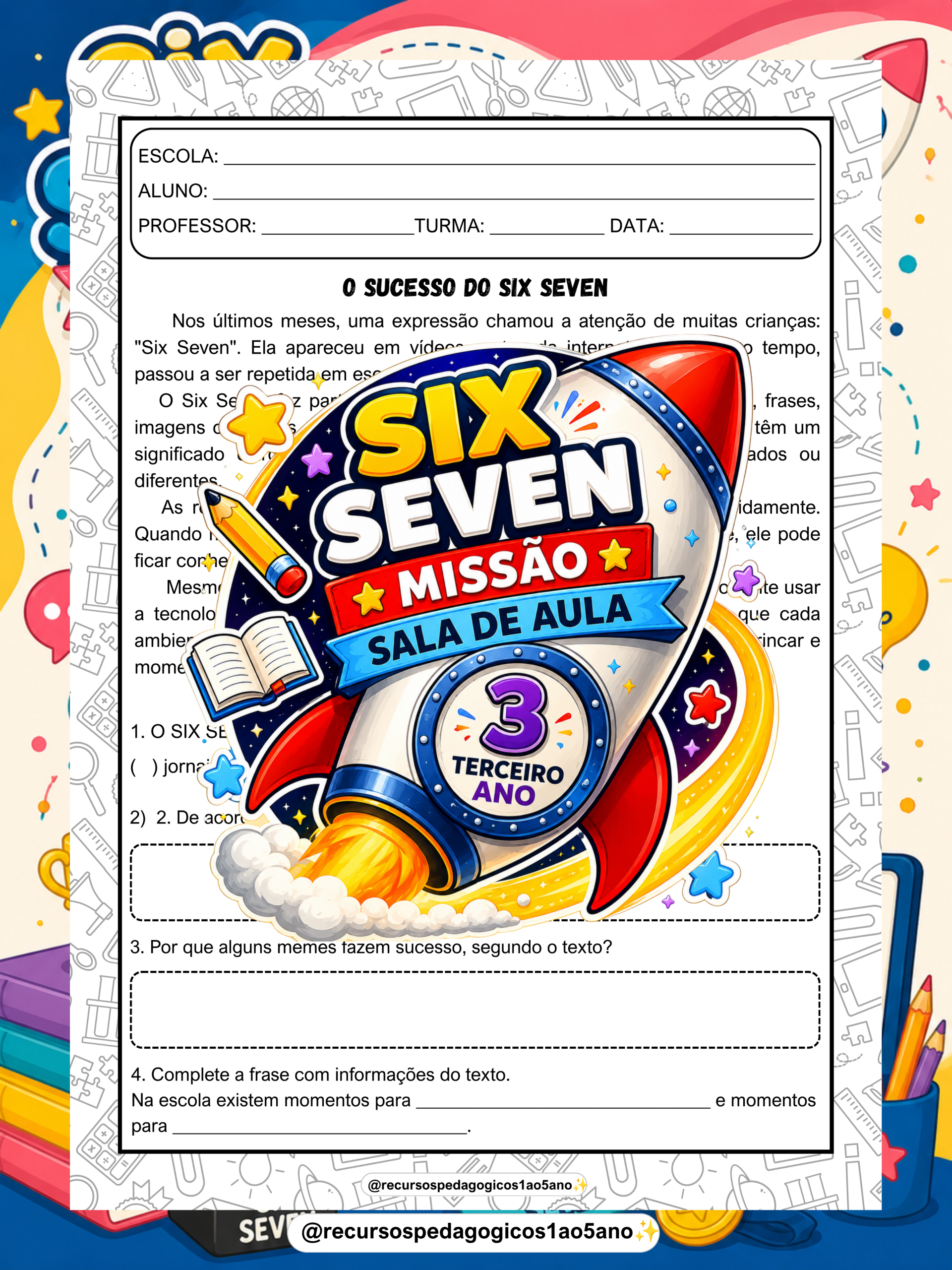 SIX SEVEN – Missão Sala de Aula 3º Ano – PDF para Imprimir — amostra 1: O que vem no material
