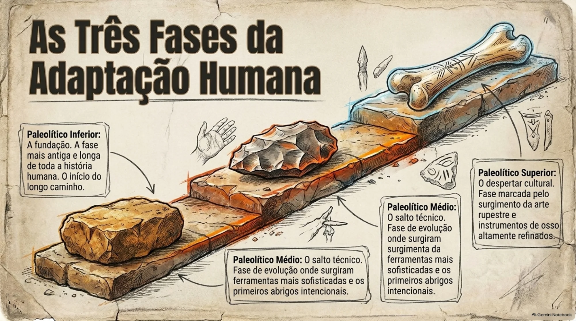 Slide de História: Paleolítico e Pré-História - 6º Ano — amostra 3: Apresentação completa em slides sobre o Paleolítico e a…