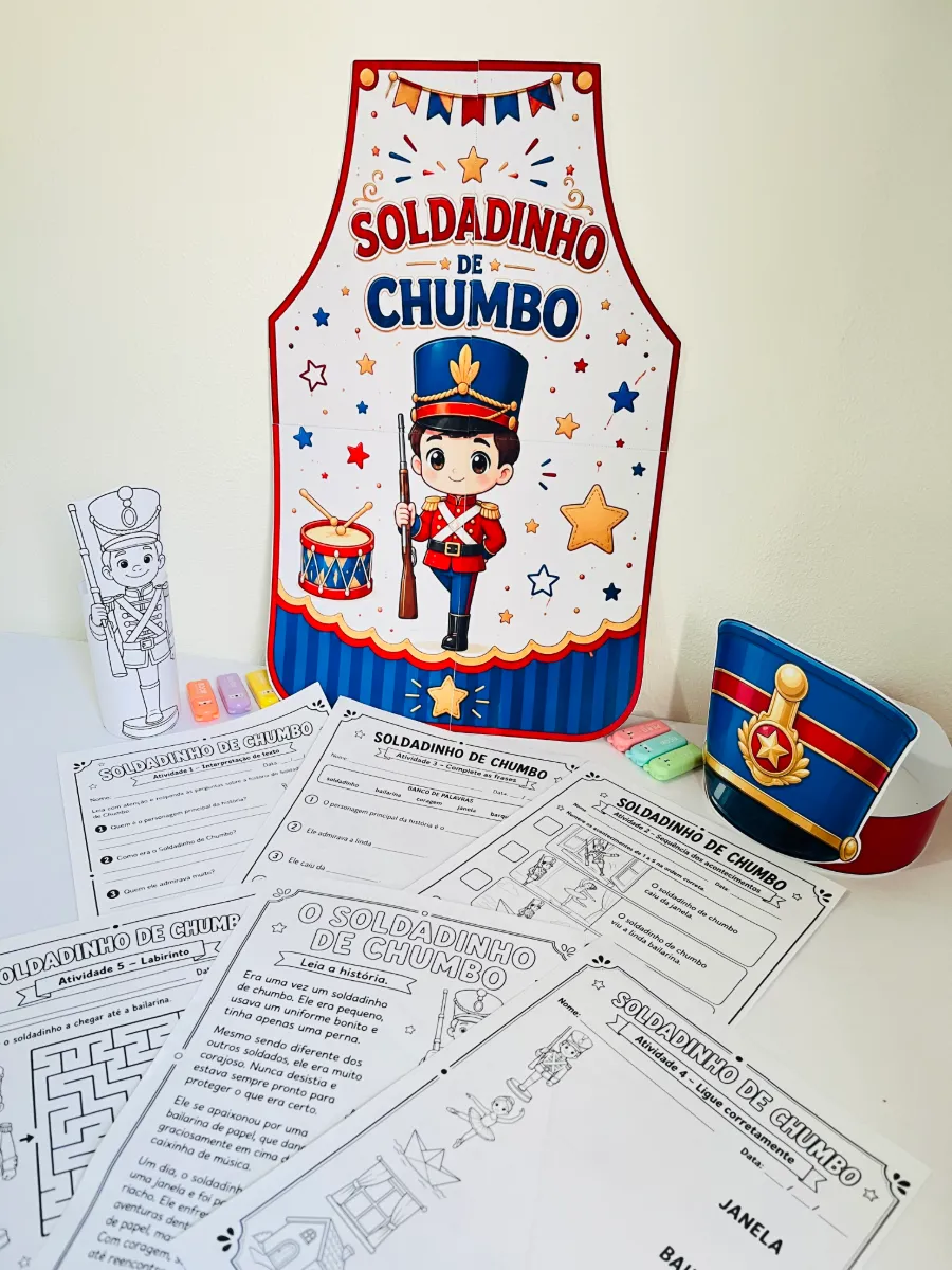 Soldadinho de Chumbo: Atividades + Avental + Chapéu — amostra 2: Um material encantador, pronto para imprimir, que une…