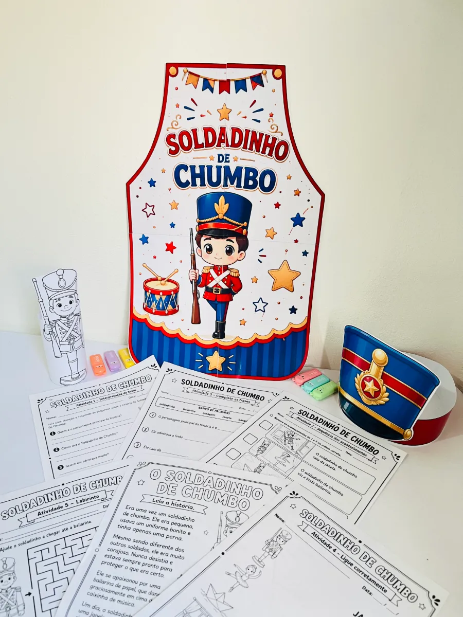 Soldadinho de Chumbo: Atividades + Avental + Chapéu — amostra 3: Um material encantador, pronto para imprimir, que une…