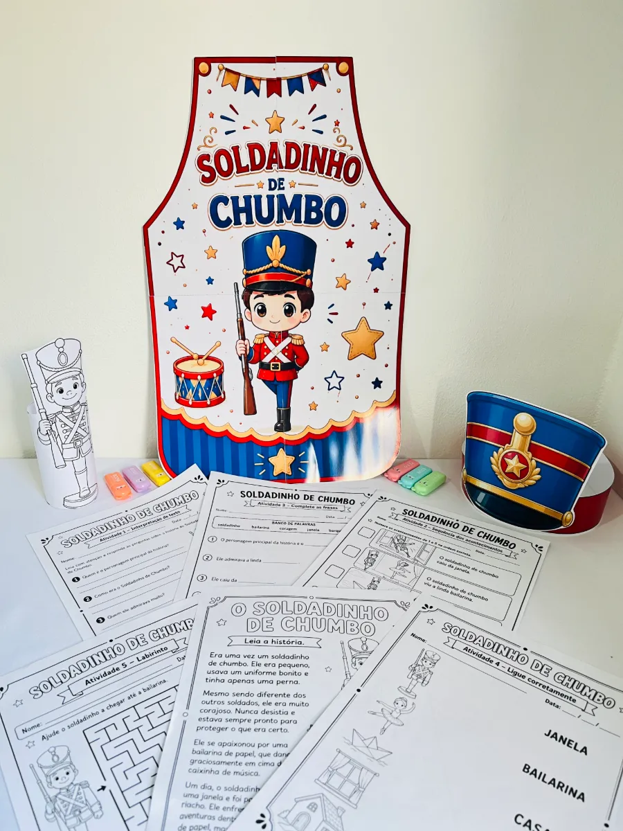 Soldadinho de Chumbo: Atividades + Avental + Chapéu — amostra 6: Um material encantador, pronto para imprimir, que une…