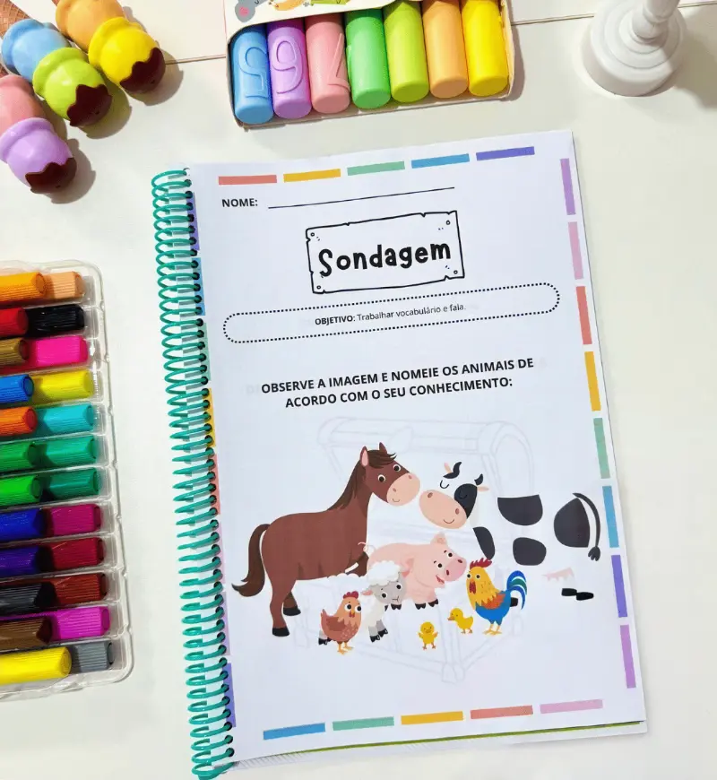Sondagem diagnóstica para pré-escola: apostila em PDF — amostra 5: Observe os conhecimentos das crianças com uma apostila…