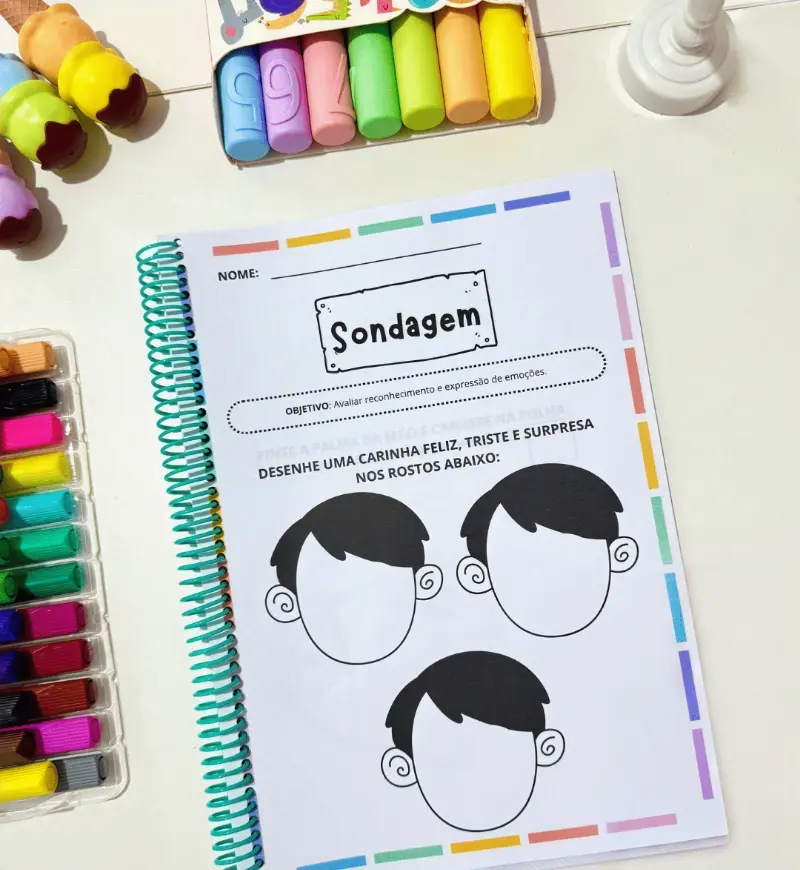 Sondagem diagnóstica para pré-escola: apostila em PDF — amostra 6: Observe os conhecimentos das crianças com uma apostila…