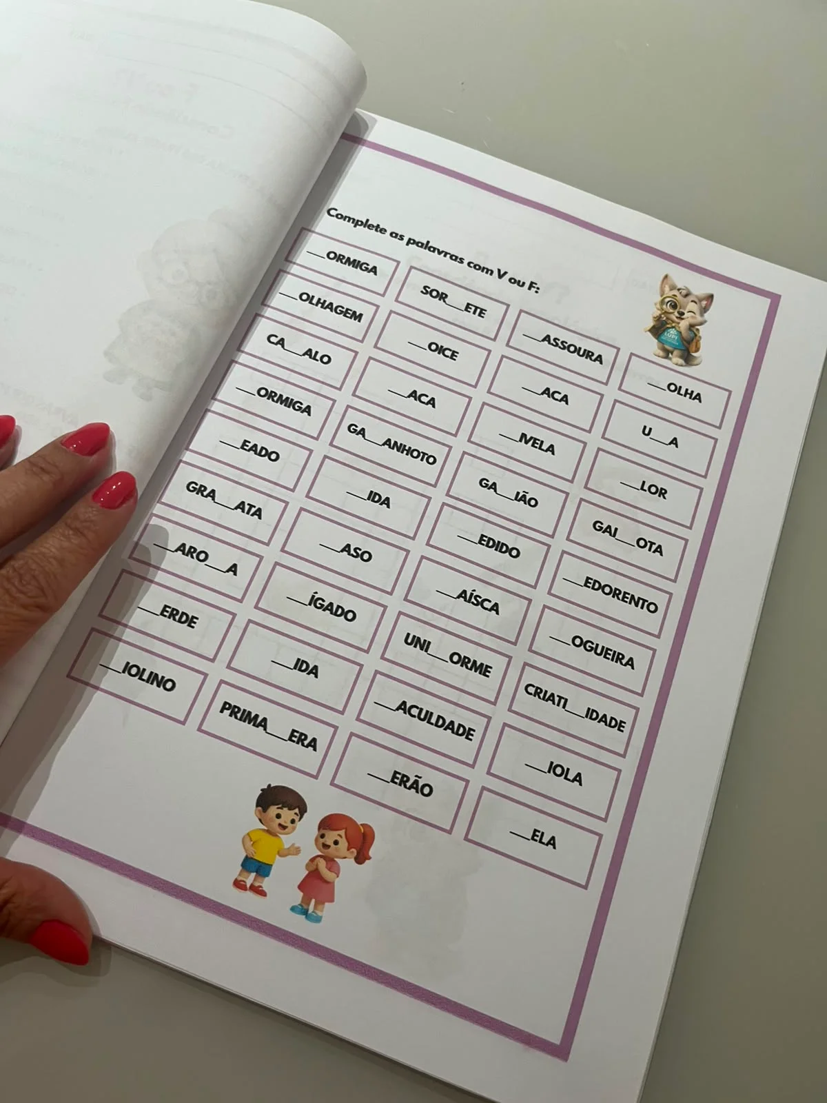 SONS TRAVESSOS: CH, X, NH, LH, B OU P, F OU V, T OU D E OUTROS — amostra 2: Atividade lúdica de alfabetização que trabalha…