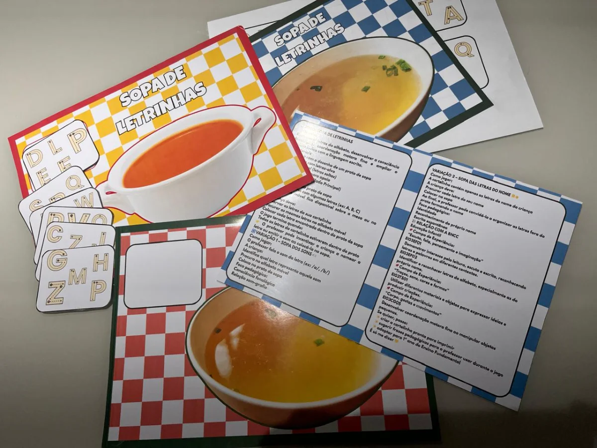Sopa de Letrinhas - Recurso Lúdico para Alfabetização e Consciência Fonológica — amostra 3: A Sopa de Letrinhas é um…