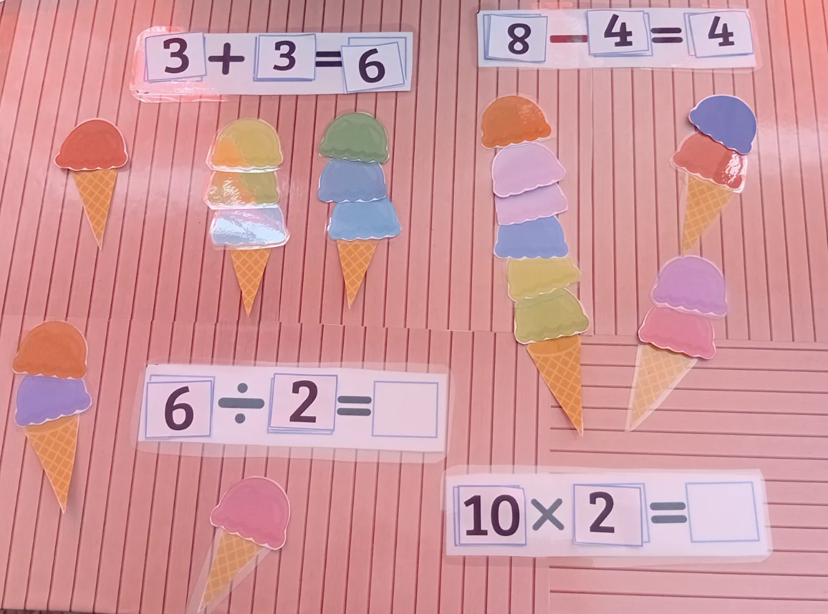 Sorveteira da matemática 4 operações – PDF para Imprimir — Alfabetização para Educação Infantil: Jogos lúdico onde a…