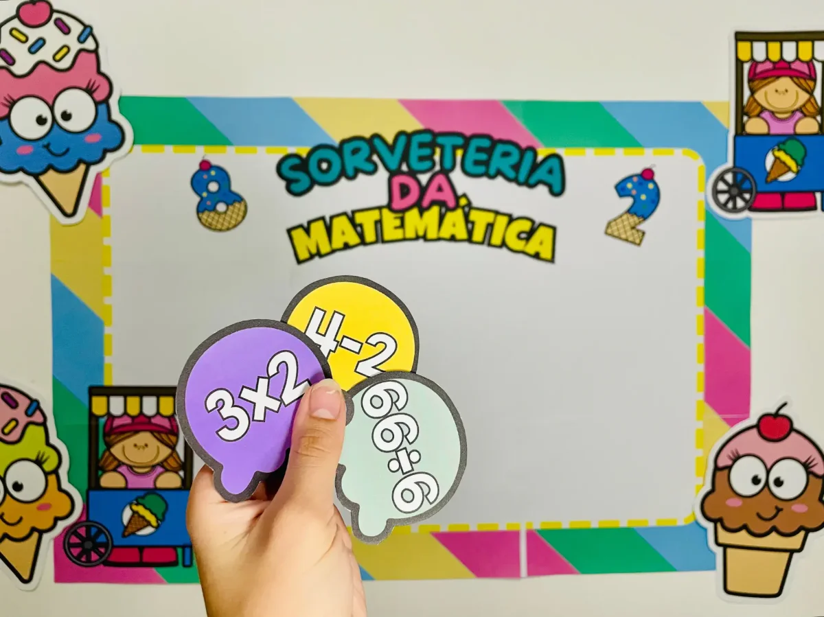 sorveteria - Jogo das 4 Operações - Educação Infantil e Fundamental 1 — amostra 4: Jogo lúdico para imprimir e montar que…