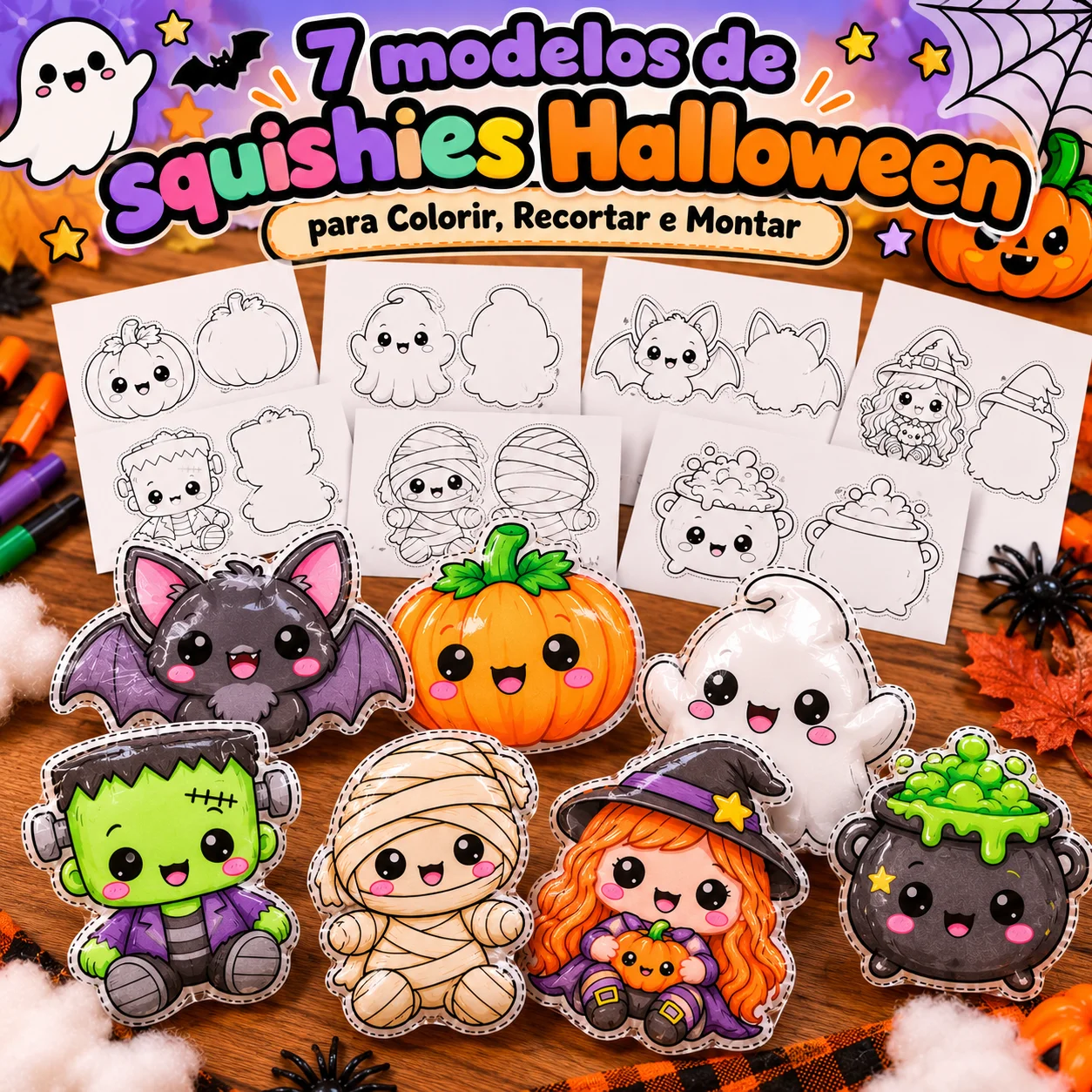 Squishies de Halloween para Colorir, Recortar e Montar. — Jogos pedagógicos para Educação Infantil: 7 modelos fofos de…