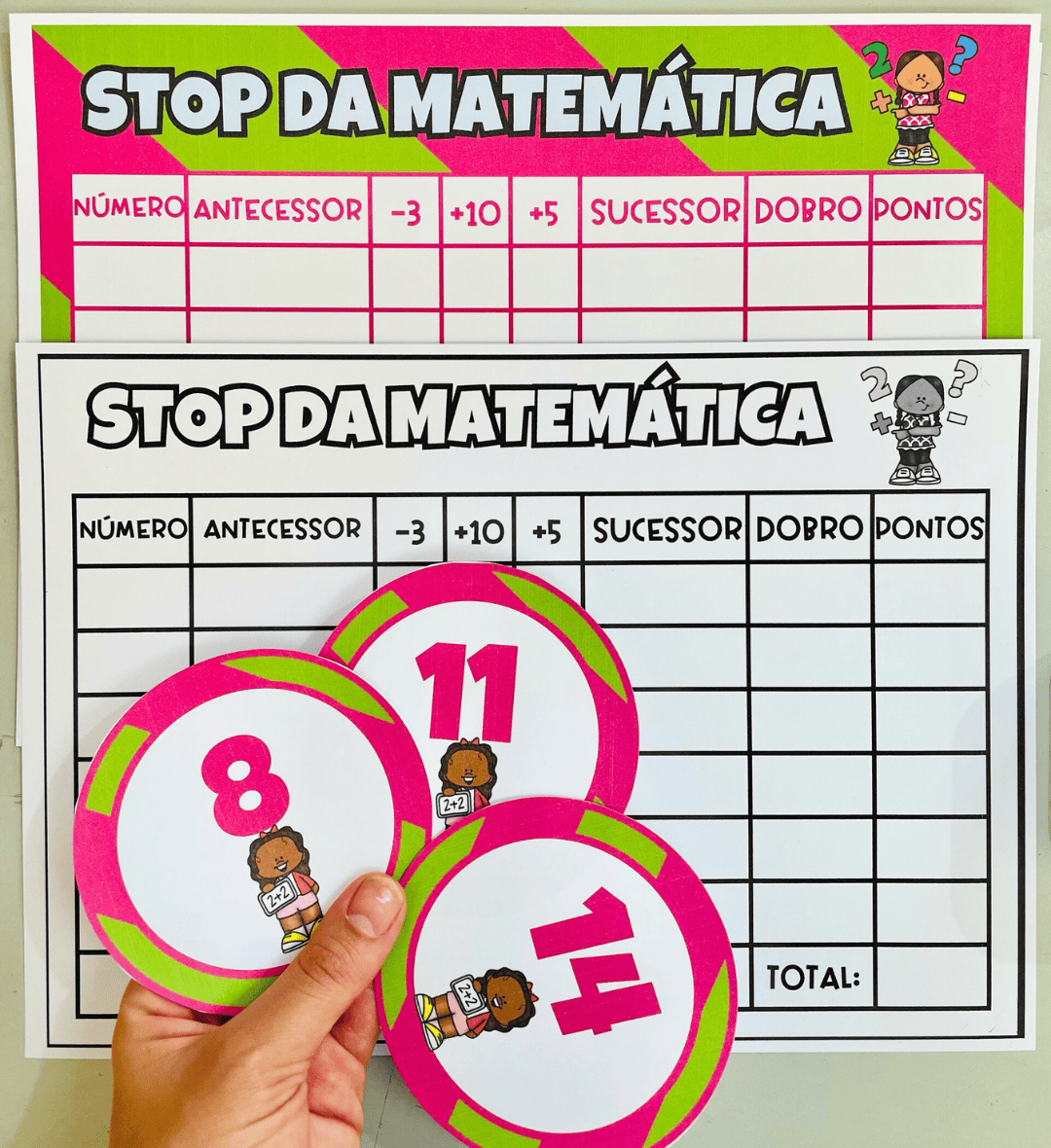 Stop da Matemática: jogo em PDF para imprimir e calcular — amostra 2: O que vem no arquivo