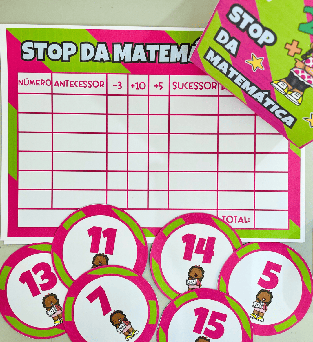 Stop da Matemática: jogo em PDF para imprimir e calcular — amostra 3: Como usar em sala de aula