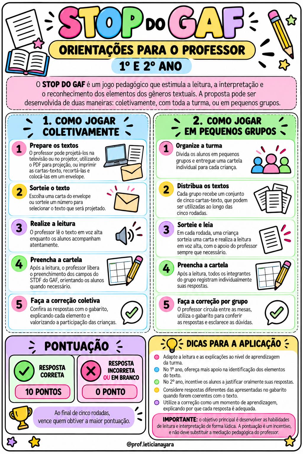 STOP DO GAF: Jogo de Gêneros Textuais - 1º e 2º Ano — amostra 1: STOP DO GAF — Desafio da Interpretação de Gêneros Textuais…