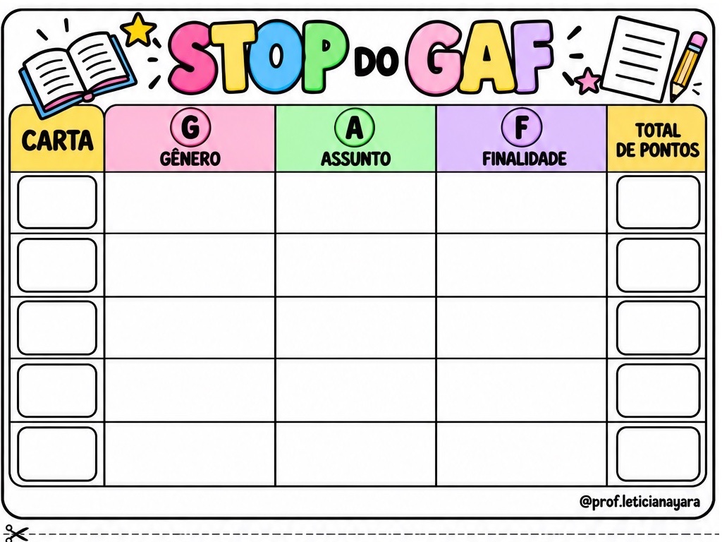 STOP DO GAF: Jogo de Gêneros Textuais - 1º e 2º Ano — amostra 2: O QUE ESTÁ INCLUSO