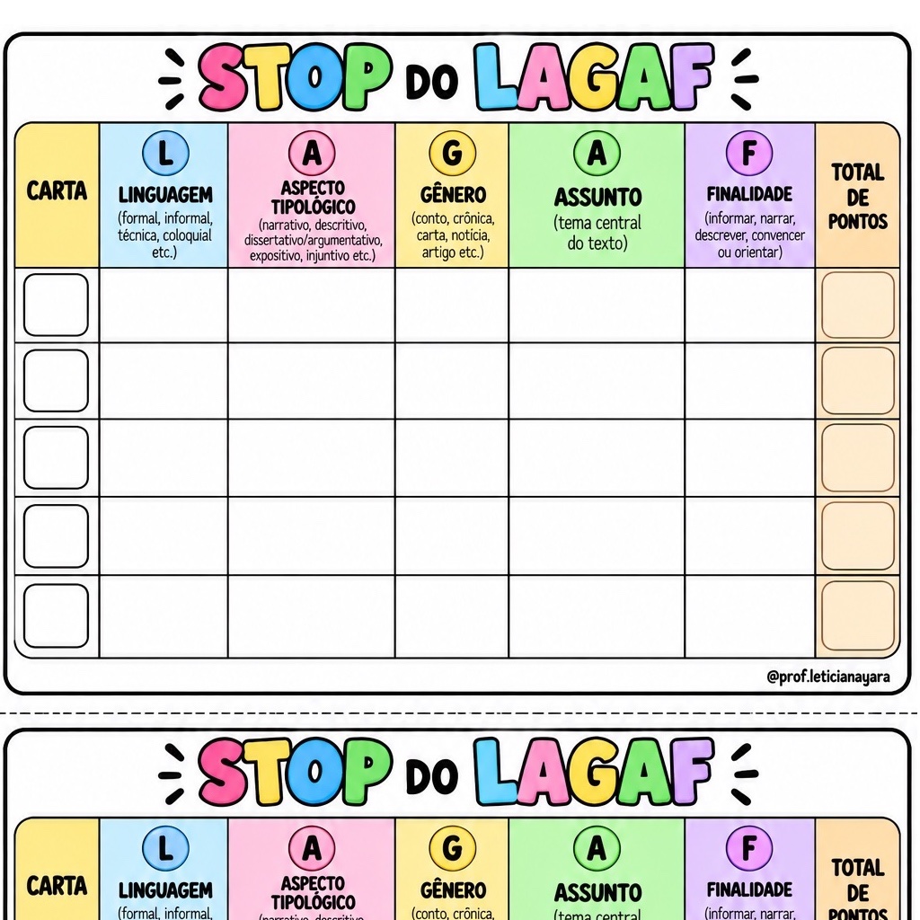 STOP DO LAGAF: Jogo de Gêneros Textuais - 3º, 4º e 5º ano. — amostra 2: O QUE ESTÁ INCLUSO