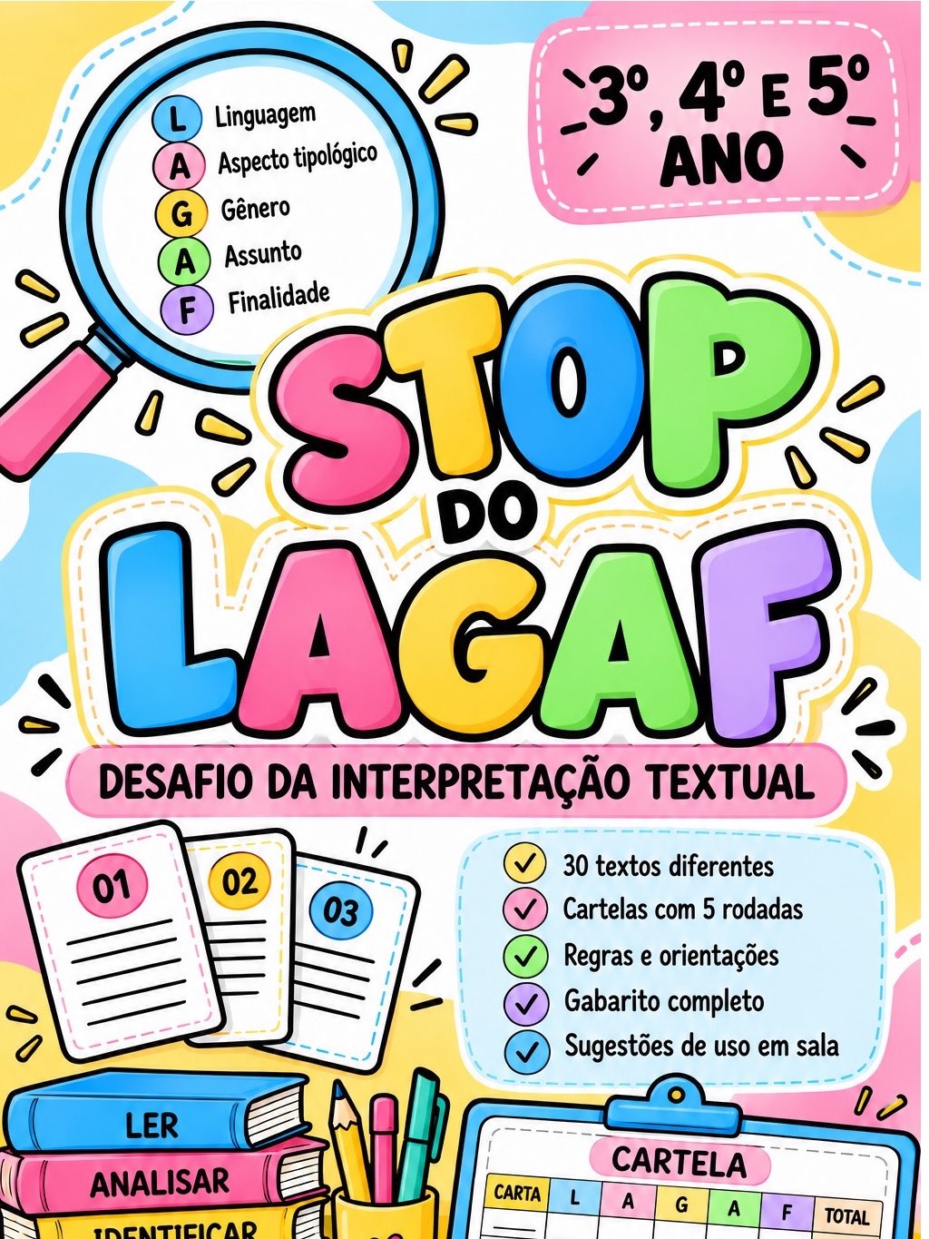STOP DO LAGAF: Jogo de Gêneros Textuais - 3º, 4º e 5º ano. — capa do material