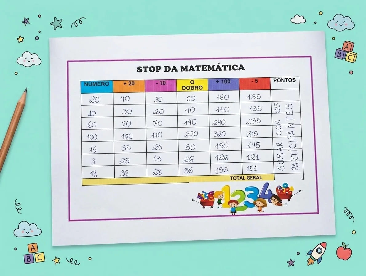 Stop Matemático: Um Desafio de Raciocínio e Cálculo! — amostra 2: É um recurso pedagógico lúdico que estimula o raciocínio…