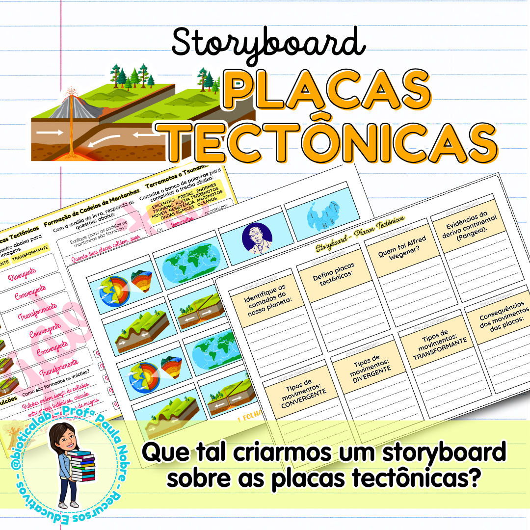 Storyboard - Placas tectônicas – PDF para Imprimir — Atividades para Fundamental II (6º–9º): https://youtube