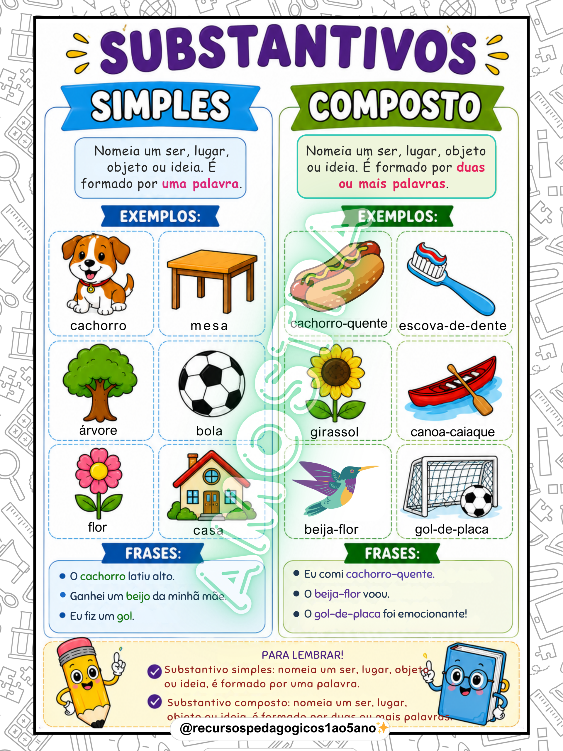 Substantivos - Folhas de Conceitos e atividades – PDF para Imprimir — amostra 2: Substantivos - Folhas de Conceitos e…