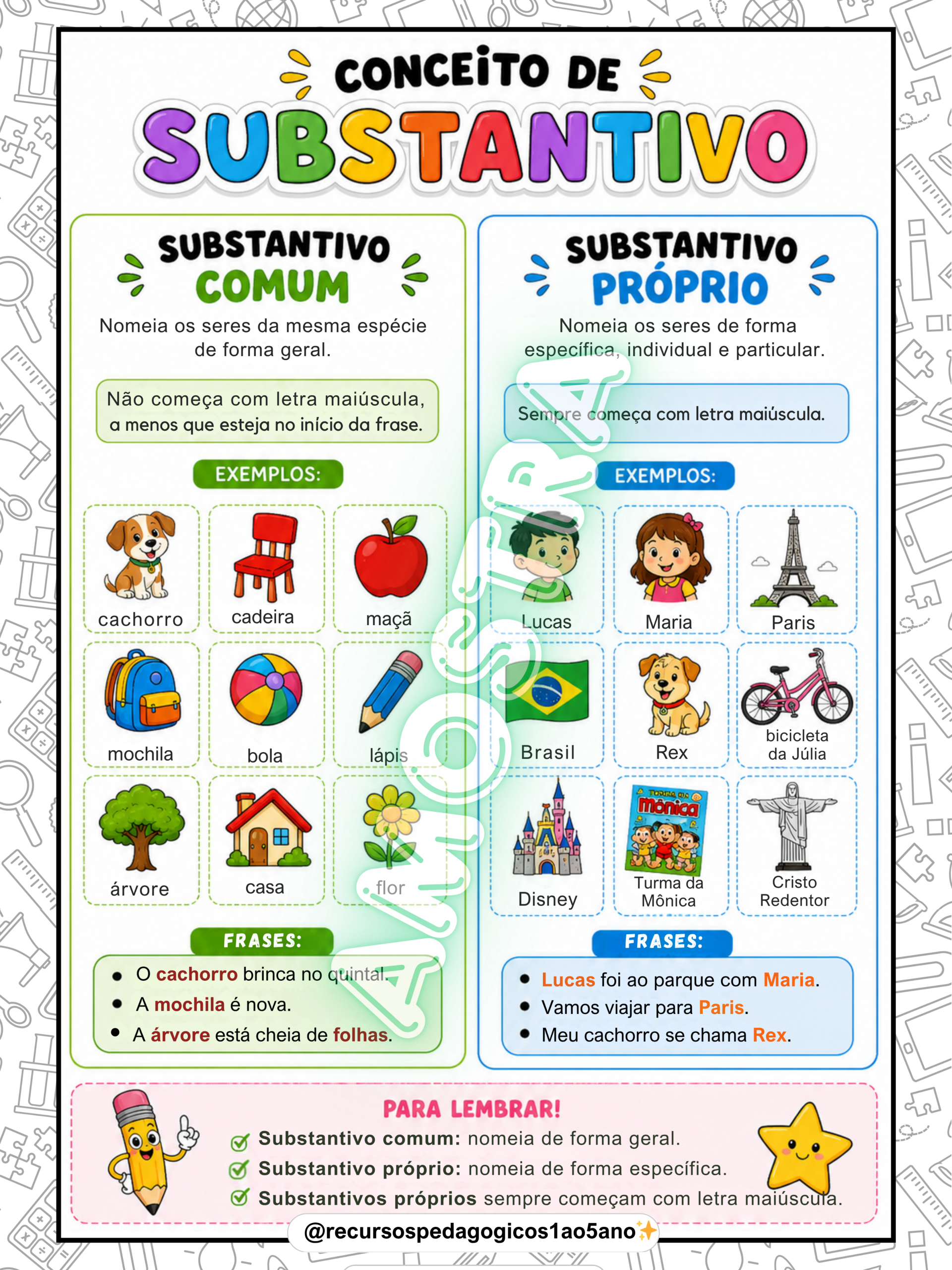 Substantivos - Folhas de Conceitos e atividades – PDF para Imprimir — amostra 7: Substantivos - Folhas de Conceitos e…