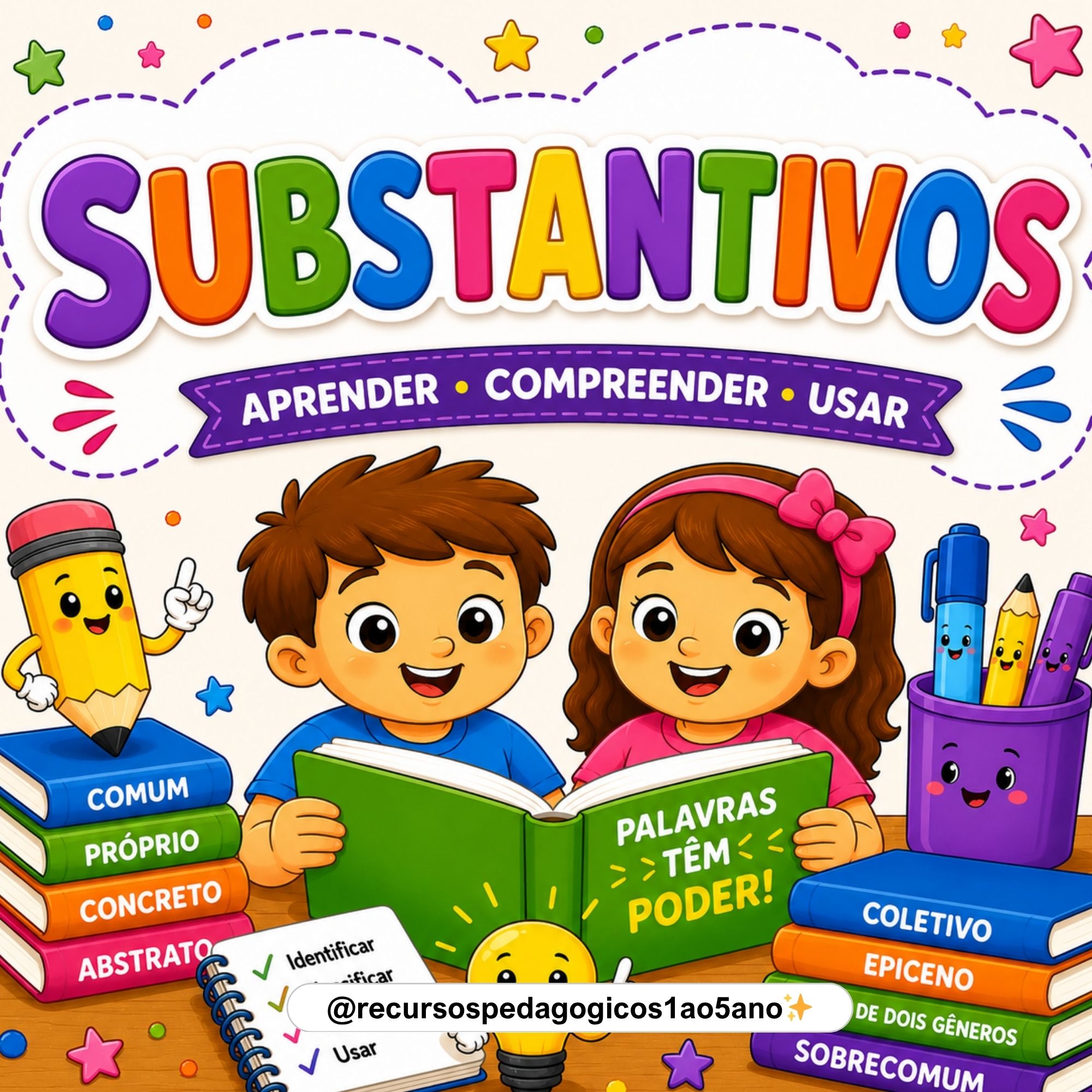 Substantivos - Folhas de Conceitos e atividades – PDF para Imprimir — capa do material