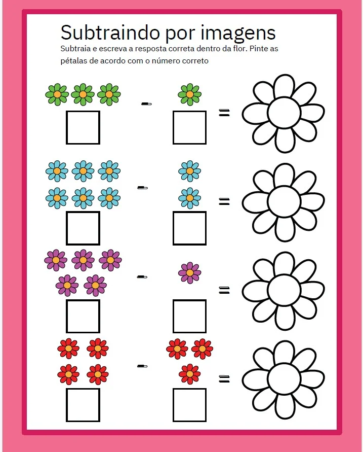 SUBTRAINDO COM IMAGENS E NÚMEROS - ALFABETIZAÇÃO MATEMÁTICA — amostra 3: Com o material Subtraindo com Imagens e Números ,…