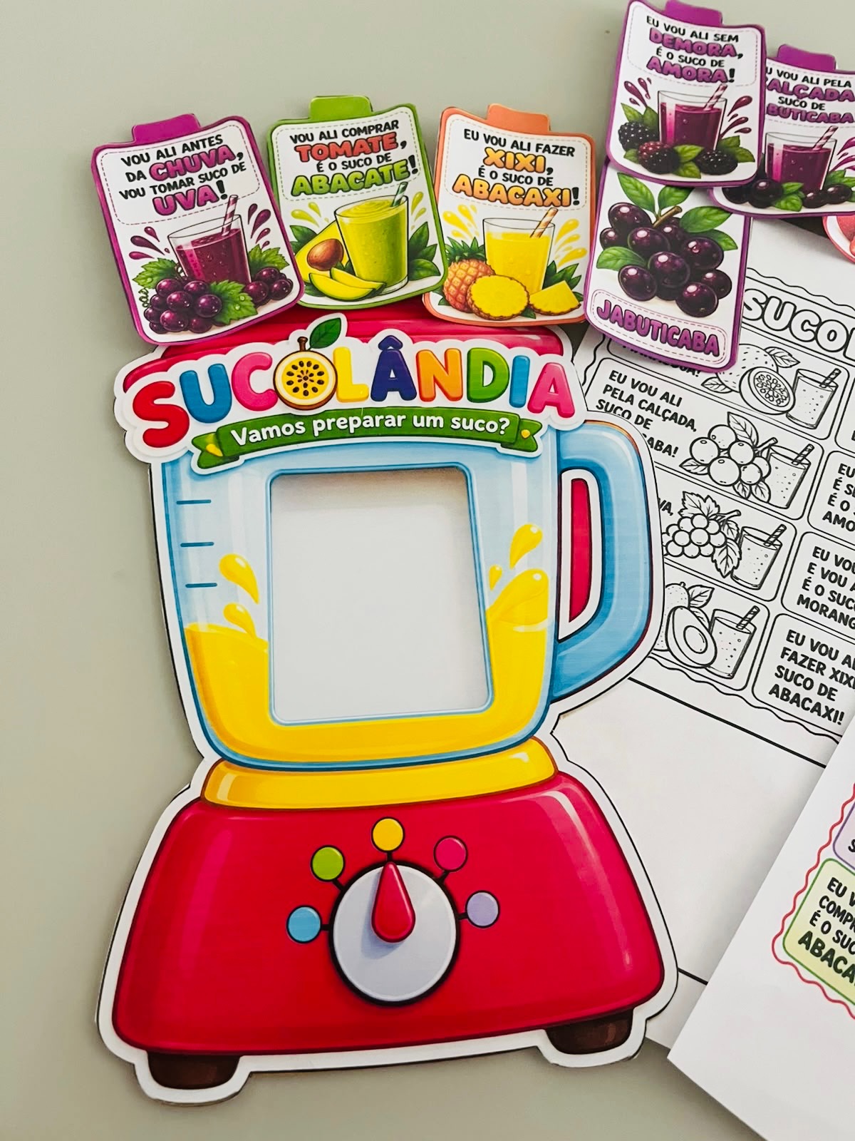 Sucolândia – Atividade de Alfabetização com Frutas, Leitura, Rimas — amostra 3: Com frutas, cards ilustrados, palavras,…