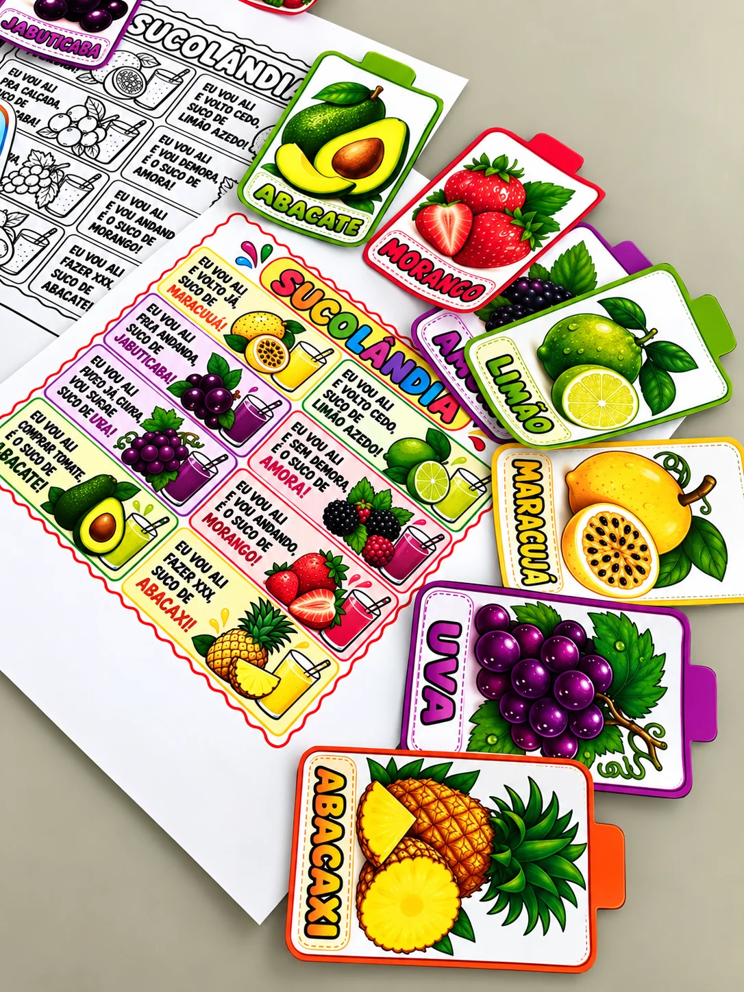 Sucolândia – Atividade de Alfabetização com Frutas e Rimas — amostra 1: Sucolândia – Vamos Preparar um Suco?