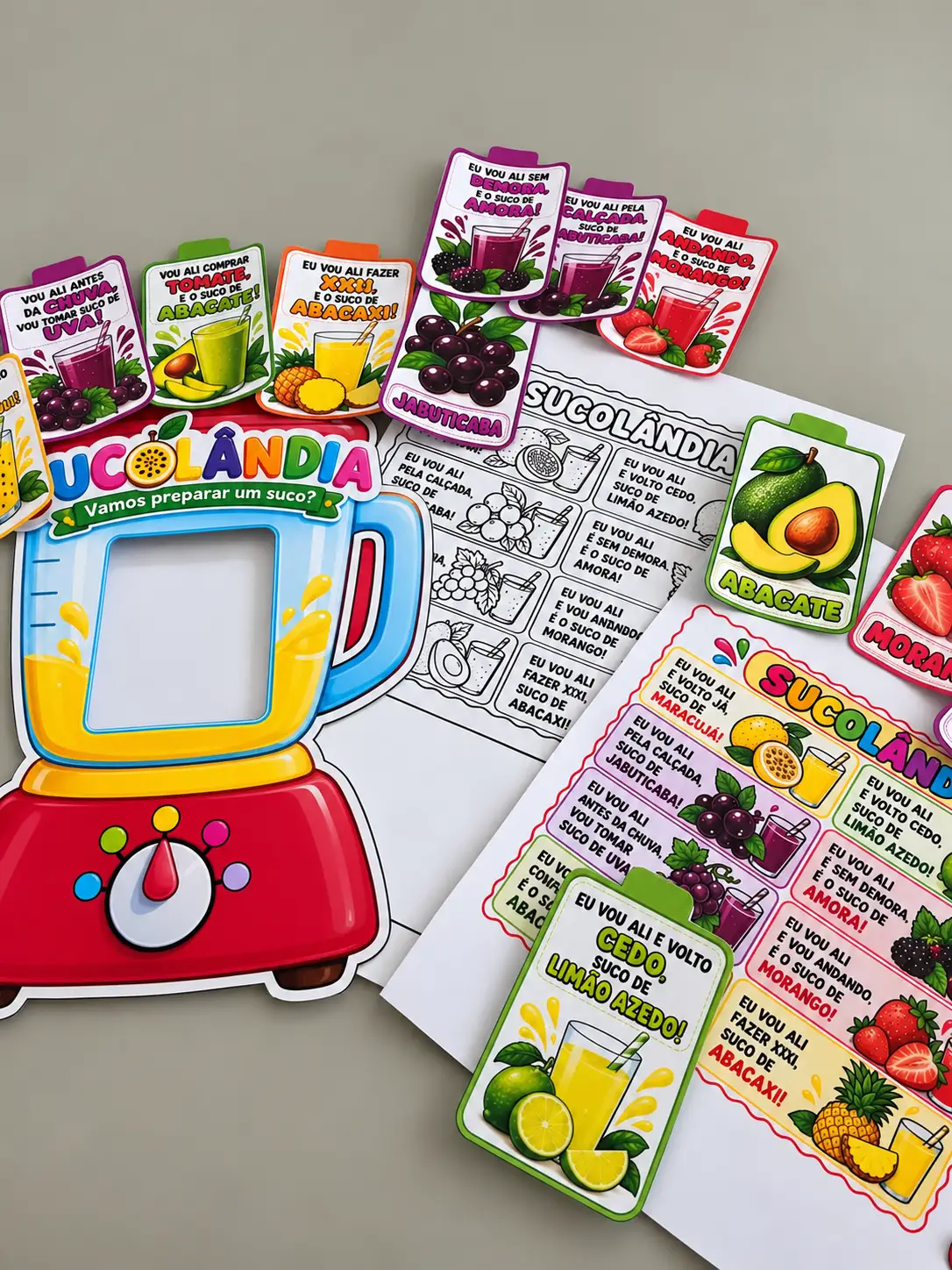 Sucolândia – Atividade de Alfabetização com Frutas e Rimas — amostra 2: 🥤 O que a criança vai fazer?