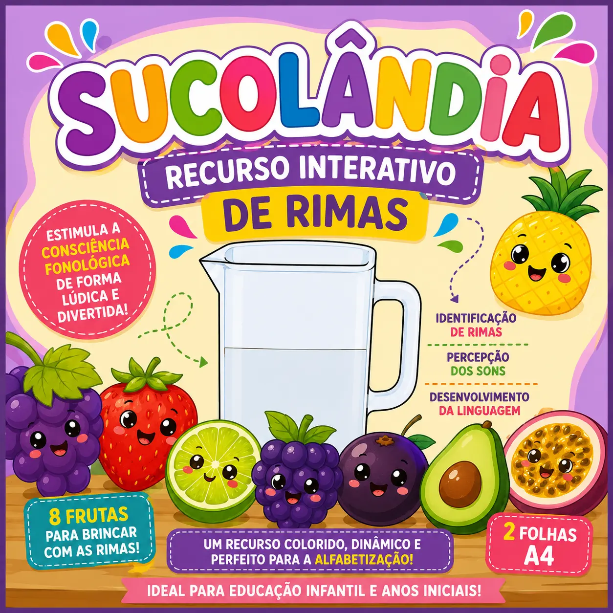 Sucolândia Recurso Interativo de Rimas — Alfabetização para Educação Infantil: Recurso interativo de rimas com frutas para…