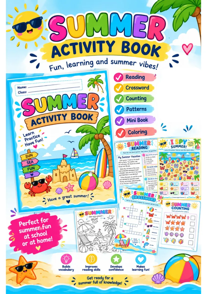 Summer Fun – Jogos e Atividades de Verão Inglês Pdf — Atividades para Ensino Fundamental I (1º–5º): Um kit de verão com…