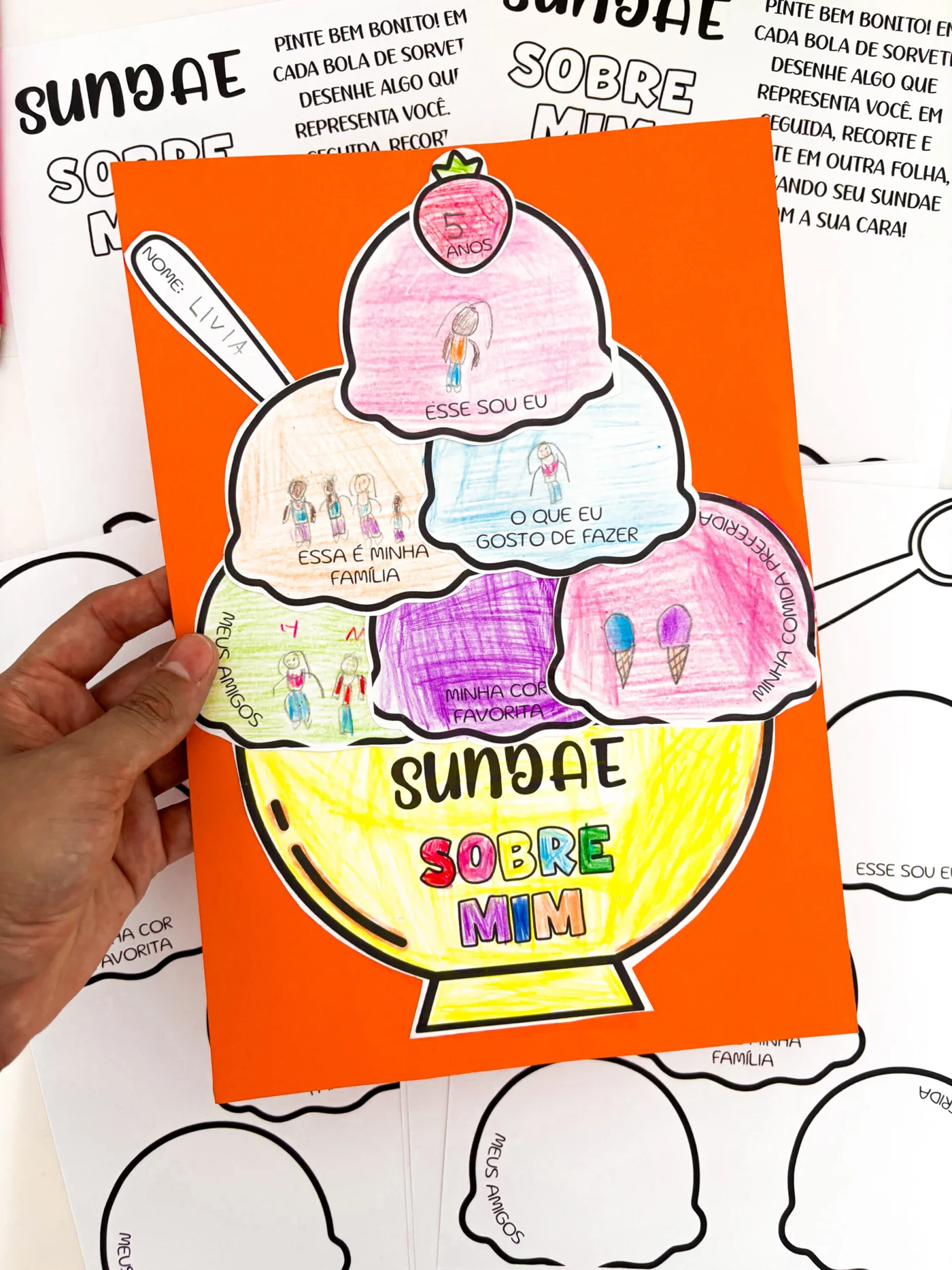 Sundae tudo sobre mim — Atividades para Todas as séries: Prof, olha essa atividade criativa pra usar na adaptação ou no…